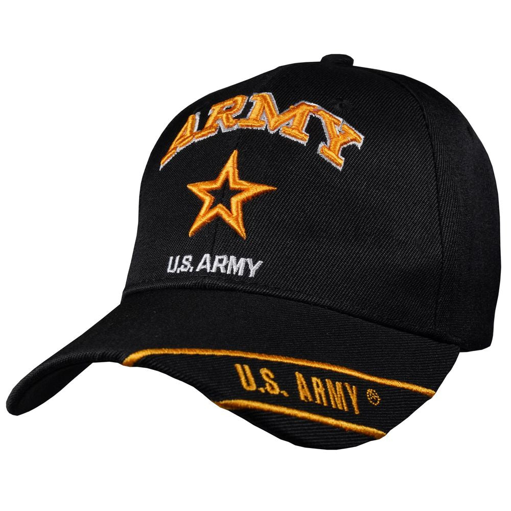 New Army Star  Embroidered Black Ball Cap