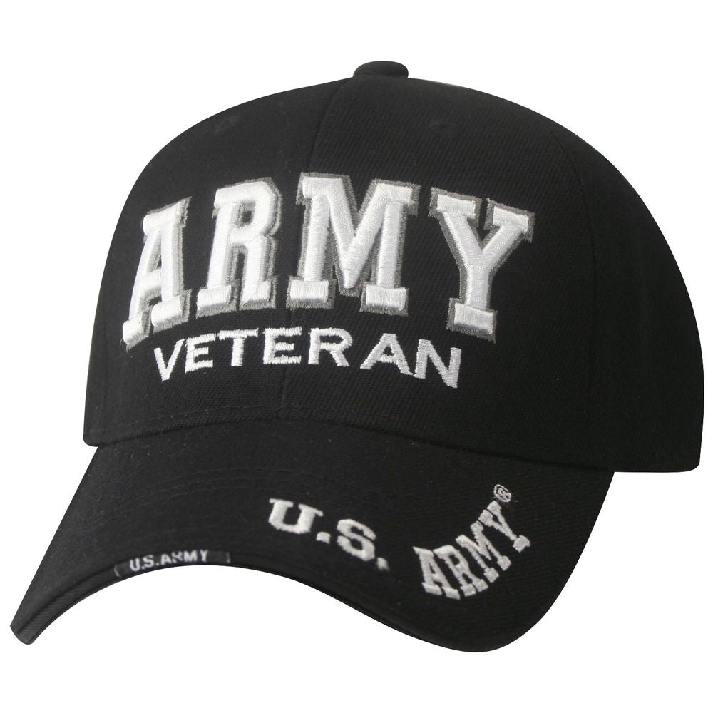 Army Veteran 3D Foam Embroidered Black Ball Cap