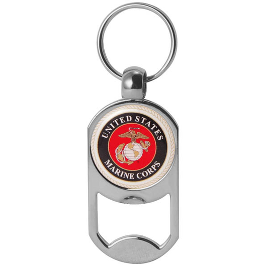 U.S. Marine Corps Crest on Zinc Alloy Dog Tag Bottle Opener Key Chain