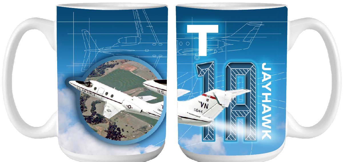 T1A Aircraft with Sky Background Sublimation Mug on 15 oz. White Ceramic Mug