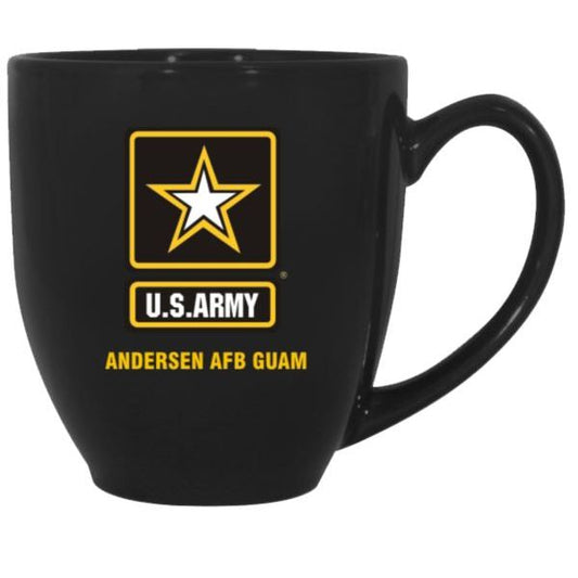 U.S. Army Star with Andersen AFB Guam on 15 oz. Black Bistro Mug