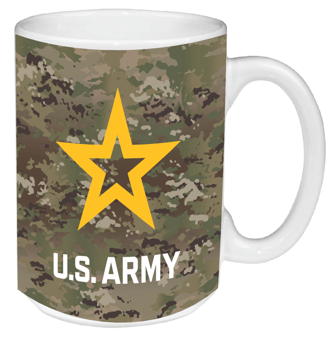 New Army Star on Operational Camo Pattern Sublimation on Ceramic Mug 15 oz