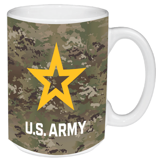 New Army Star on Operational Camo Pattern Sublimation on Ceramic Mug 15 oz