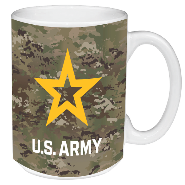 New Army Star on Operational Camo Pattern Full Wrap Ceramic Mug 15 oz