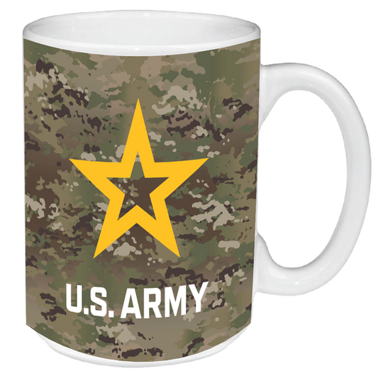 New Army Star on Operational Camo Pattern Full Wrap Ceramic Mug 15 oz
