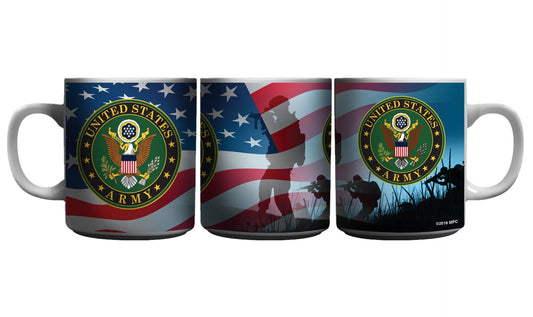 U.S. Army Star & United States Army Crest Sublimation on 15 oz. White Ceramic Mug
