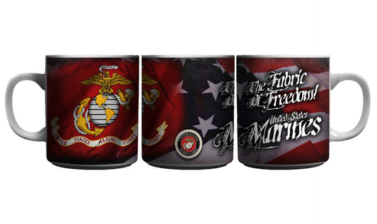 US Marine Corps Fabric of Freedom Ceramic Mug 15 oz