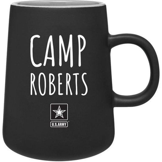 U.S. Army Star Camp Roberts on 15 oz. Black Stoneware Mug