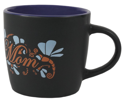Army Mom Dragon Fly Wrap on Black Matte with Colored Interior Ceramic Mug