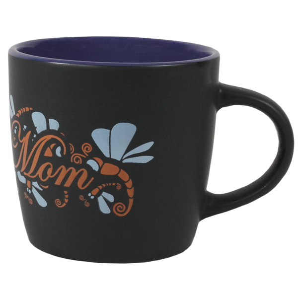 Army Mom with Dragon Fly Wrap on Black Matte with Colored Interior Ceramic Mug