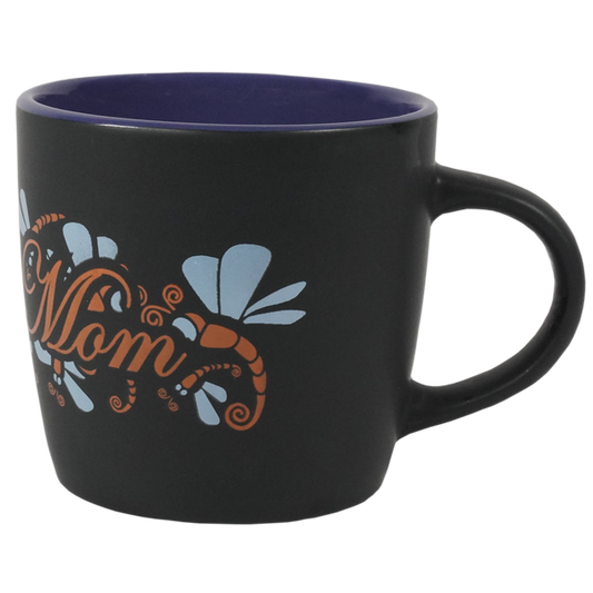 Army Mom with Dragon Fly Wrap on Black Matte with Colored Interior Ceramic Mug