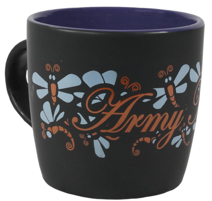Army Mom Dragon Fly Wrap on Black Matte with Colored Interior Ceramic Mug