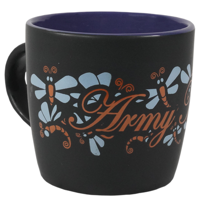 Army Mom with Dragon Fly Wrap on Black Matte with Colored Interior Ceramic Mug