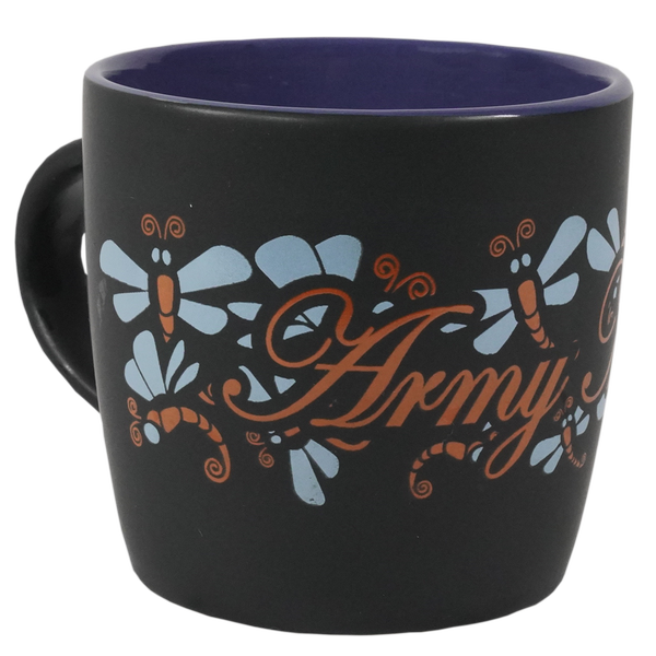 Army Mom with Dragon Fly Wrap on Black Matte with Colored Interior Ceramic Mug