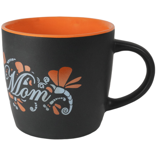 Army Mom with Dragon Fly Wrap on Black Matte with Colored Interior Ceramic Mug