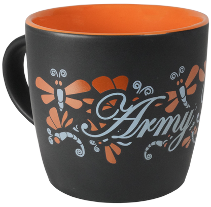 Army Mom Dragon Fly Wrap on Black Matte with Colored Interior Ceramic Mug