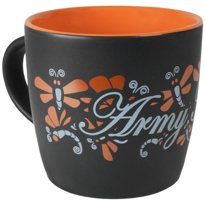 Army Mom with Dragon Fly Wrap on Black Matte with Colored Interior Ceramic Mug