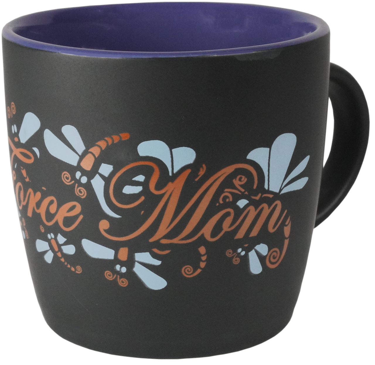 Air Force Mom with Dragon Fly Wrap on Black Matte with Colored Interior Ceramic Mug