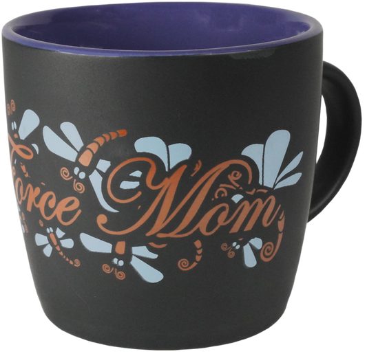 Air Force Mom with Dragon Fly Wrap on Black Matte with Colored Interior Ceramic Mug
