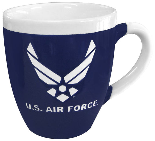 U.S. Air Force on 16 oz. Cobalt Blue & White Bistro Ceramic Mug