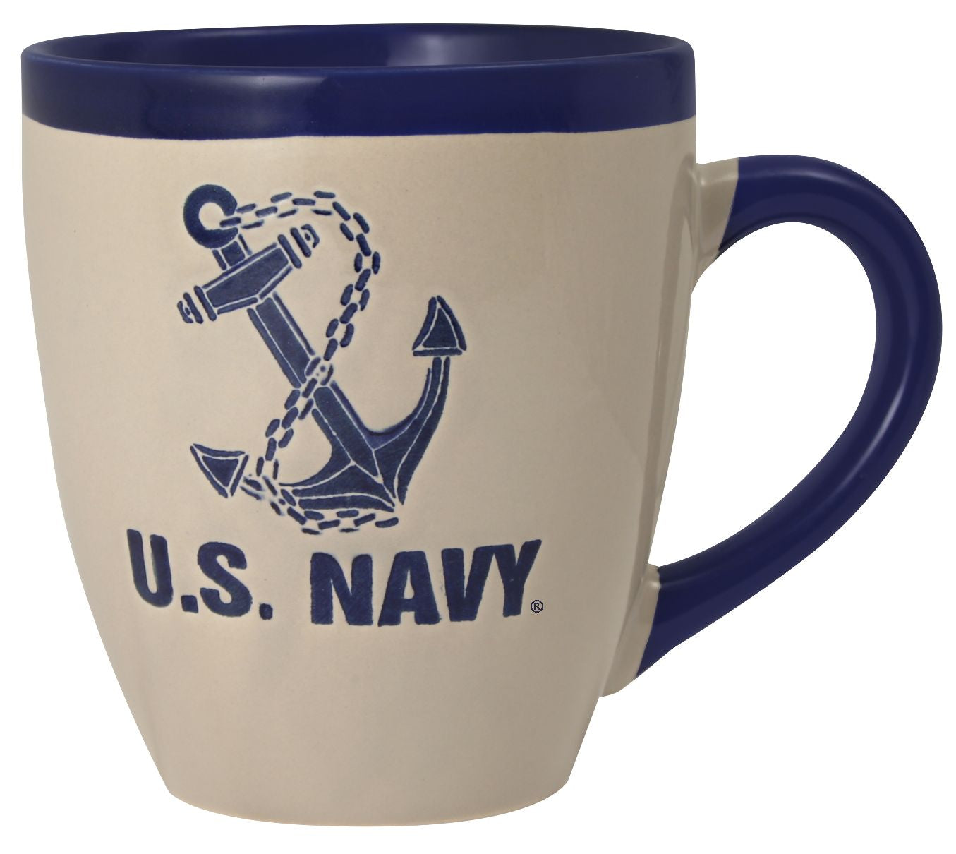 U.S. Navy on 16 oz. Cobalt Blue Bistro Ceramic Mug