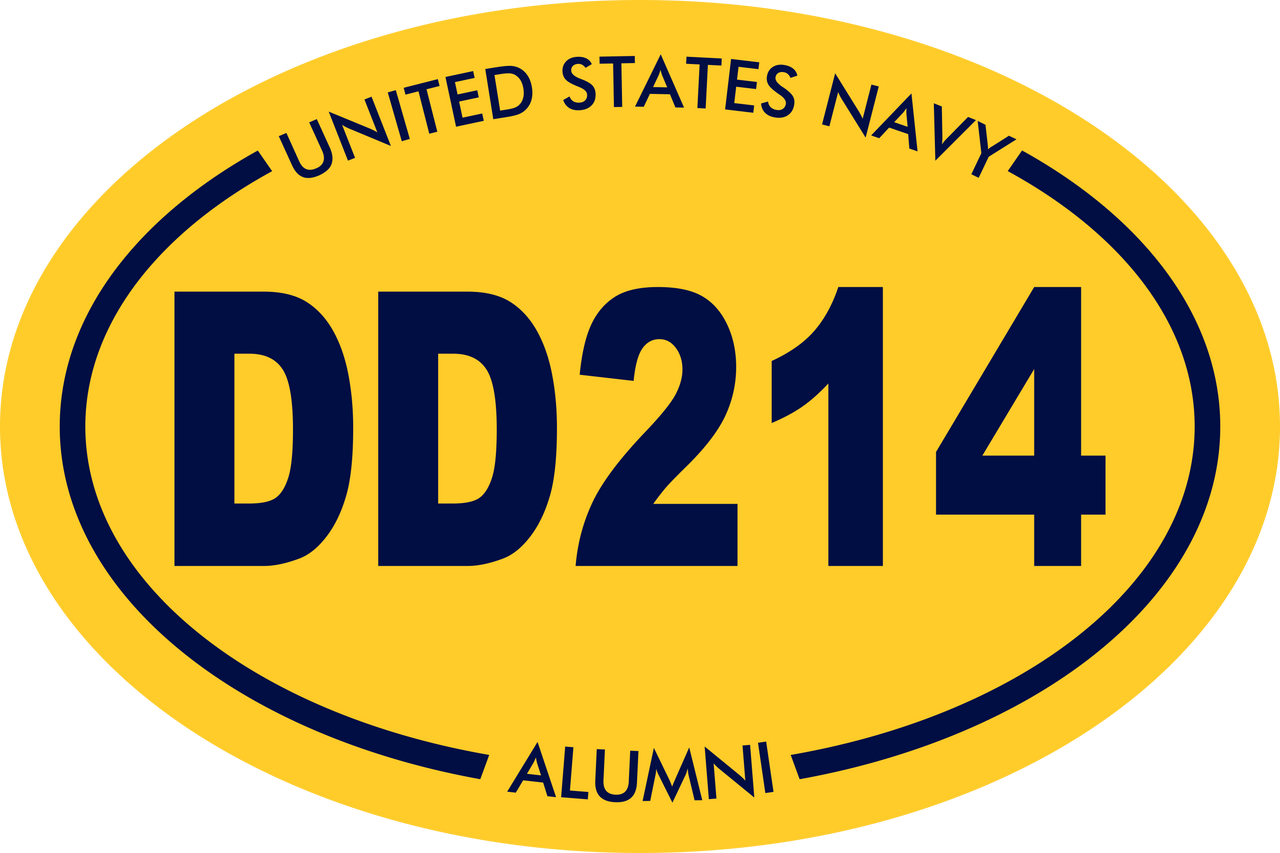 United States Navy DD214 Alumni Oval Sticker