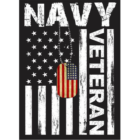 Navy Veteran Flag with Dog Tags Rectangle Sticker