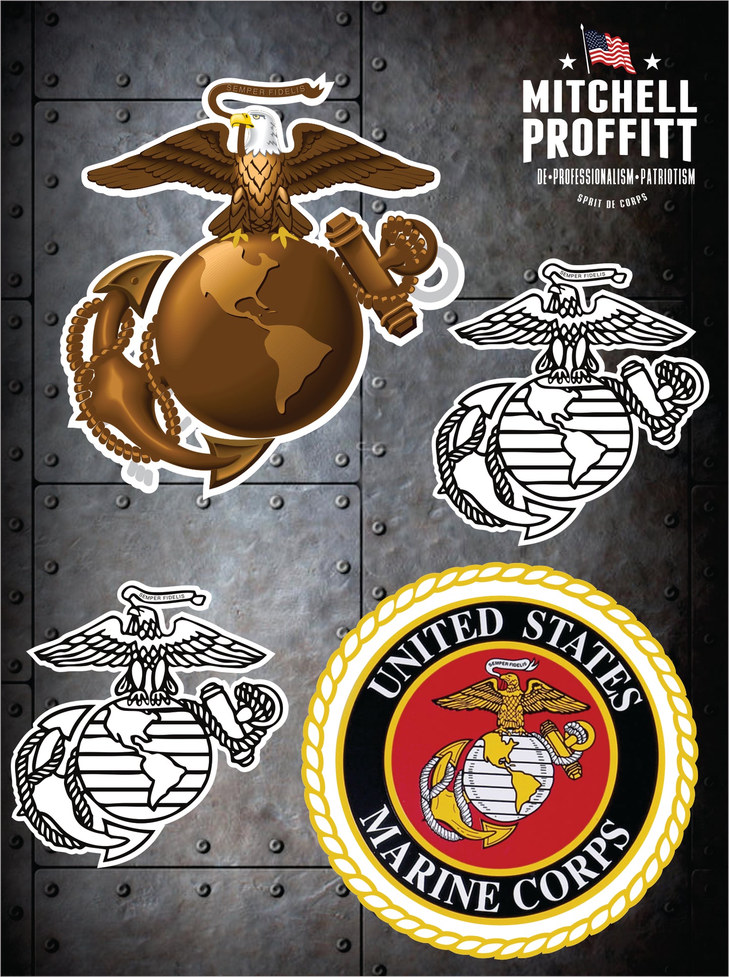 Marine Corps on Sticker Sheet – Honor Country