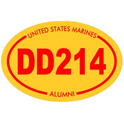 United States Marines DD214 Alumni Oval Yellow Sticker