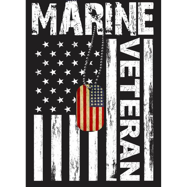 Marine Veteran American Flag with Dog Tags Rectangle Sticker