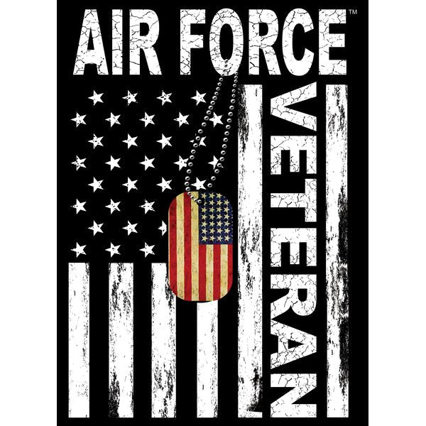 Air Force Veteran Flag with Dog Tags Sticker