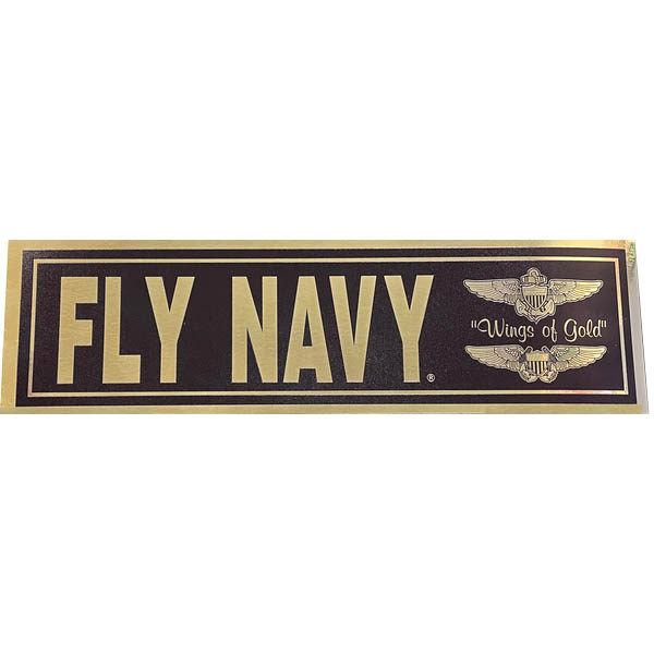 Fly Navy Bumper Sticker, Metallic
