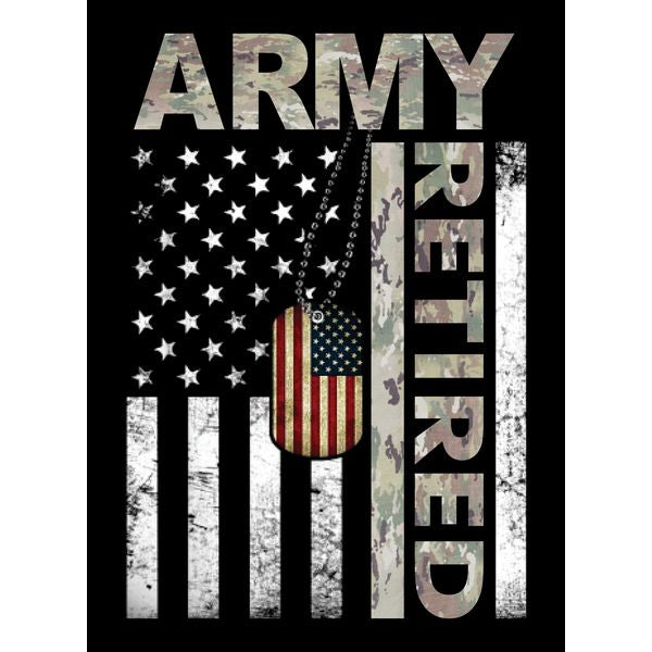 United States Army Retired Flag with Dog Tags Sticker