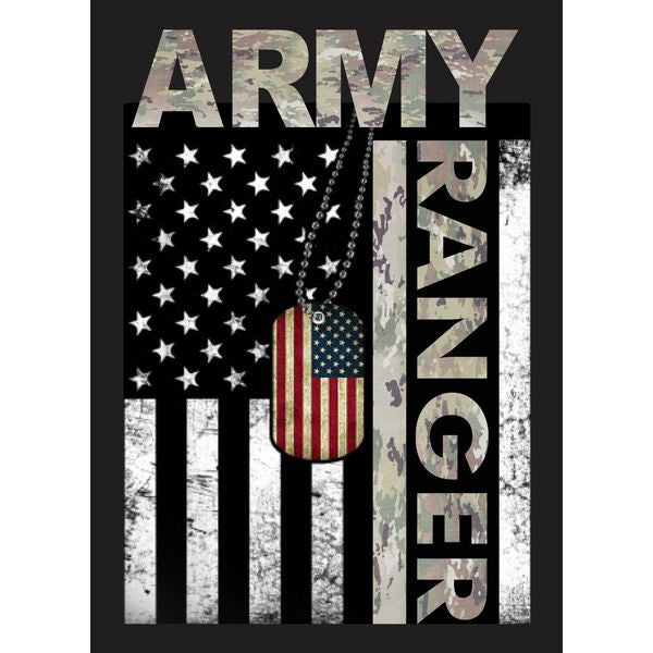 United States Army Ranger Flag with Dog Tags Sticker