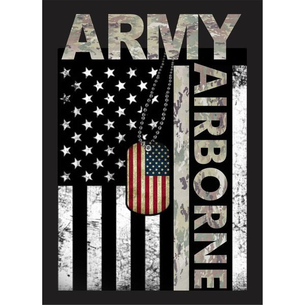 United States Army Airborne Flag with Dog Tags Sticker