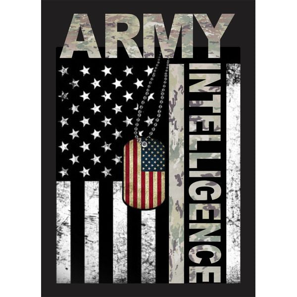 United States Army Intelligence Flag with Dog Tags Sticker