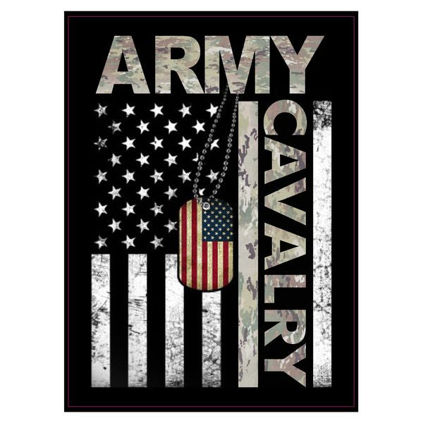 United States Army Cavalry Flag with Dog Tags Sticker