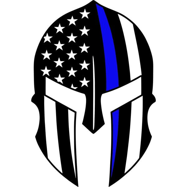 Blue Line Spartan Helmet Sticker