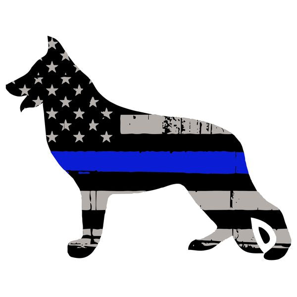 Blue Line Flag with K9 Outline Sticker