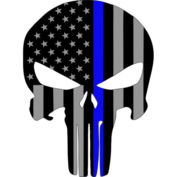 Blue Line Punisher Skull Sticker