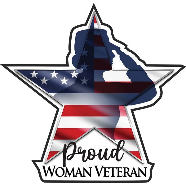 Proud Female Veteran Star Salute Sticker