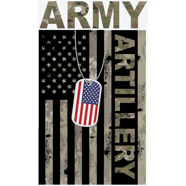 Army Artillery Flag with Dog Tags Decal