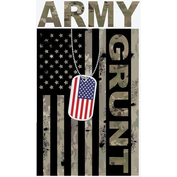 Army Grunt Flag with Dog Tags Decal