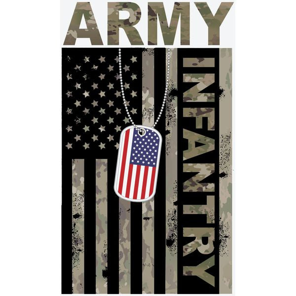 Army Infantry Flag with Dog Tags Decal