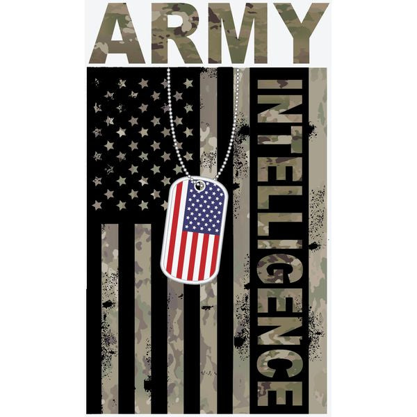 Army Intelligence Flag with Dog Tags Decal