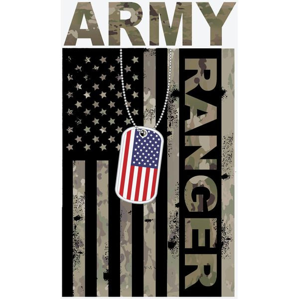 Army Ranger Flag with Dog Tags Decal