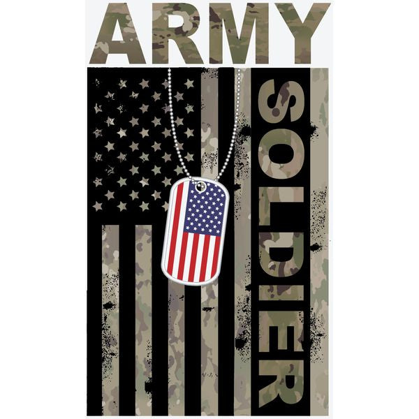 Army Soldier Flag with Dog Tags Decal