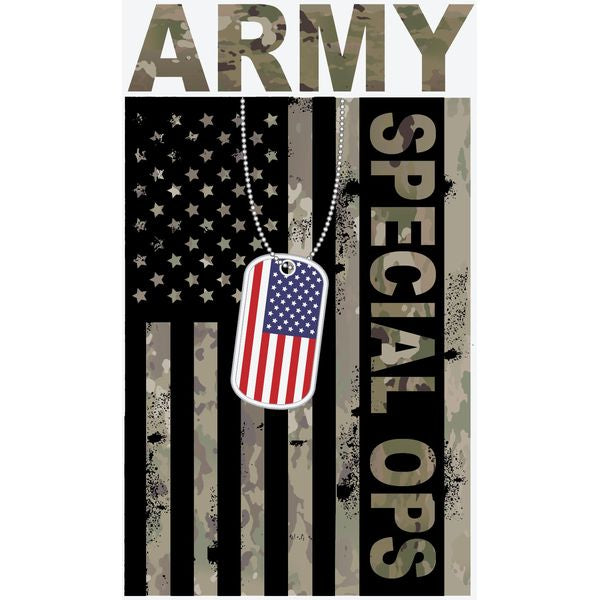 Army Special Ops Flag with Dog Tags Decal