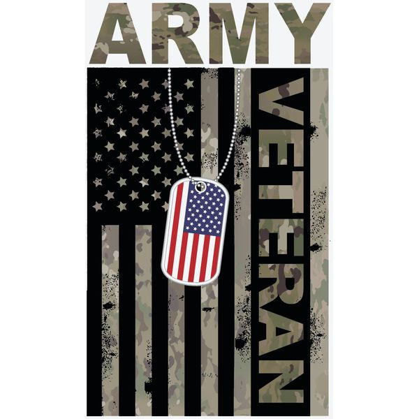 Army Veteran Flag with Dog Tags Decal