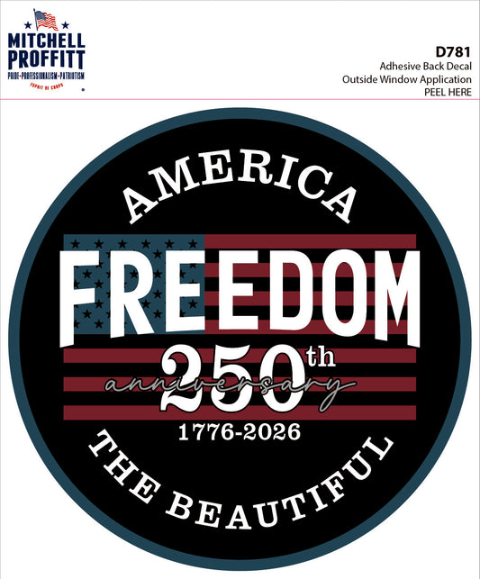 Mylar Decal - America the Beautiful 250th Circle Design